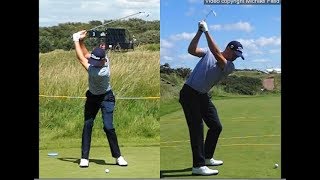 Justin Thomas golf swing  Long Iron faceon amp downtheline July 2017 [upl. by Nicolis941]