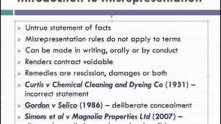 Misrepresentation Lecture 1 of 4 [upl. by Ennairek]